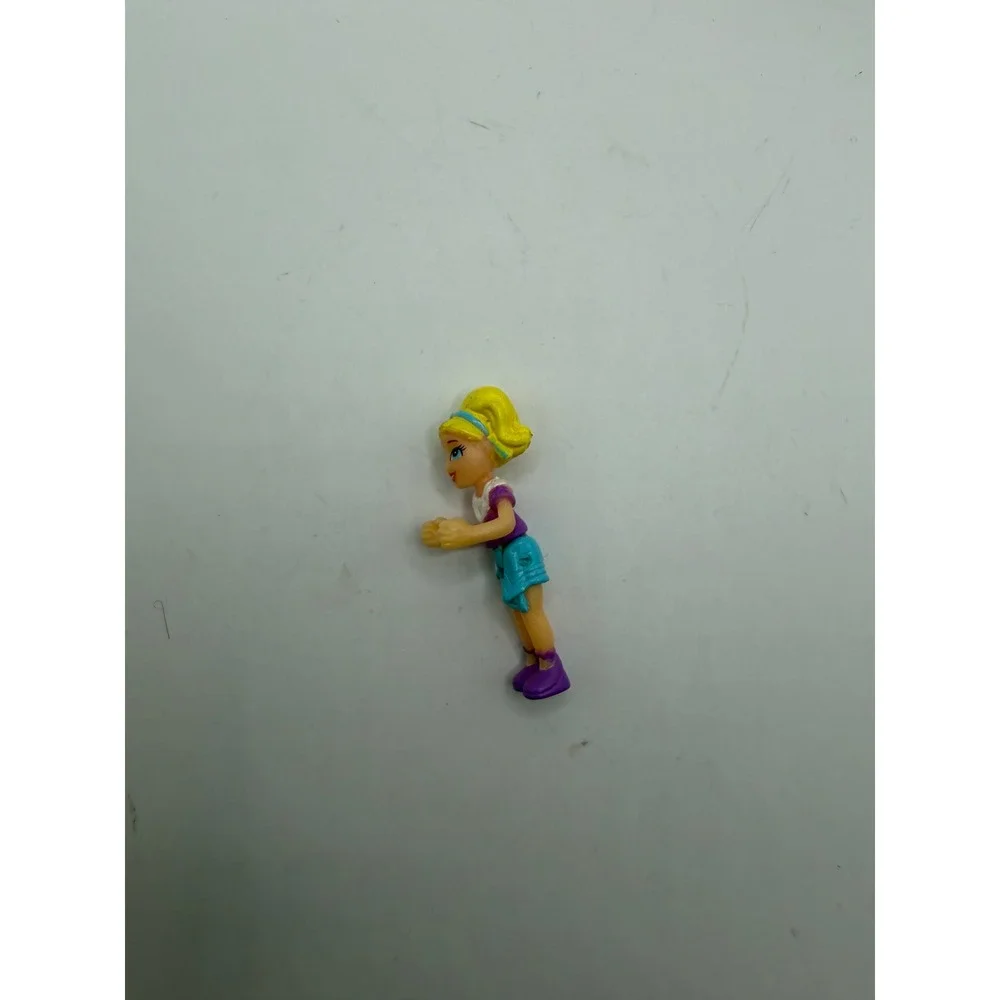 Mattel Polly Pocket‎ Blonde Doll Figure Purple Top Teal Skirt Miniature Toy